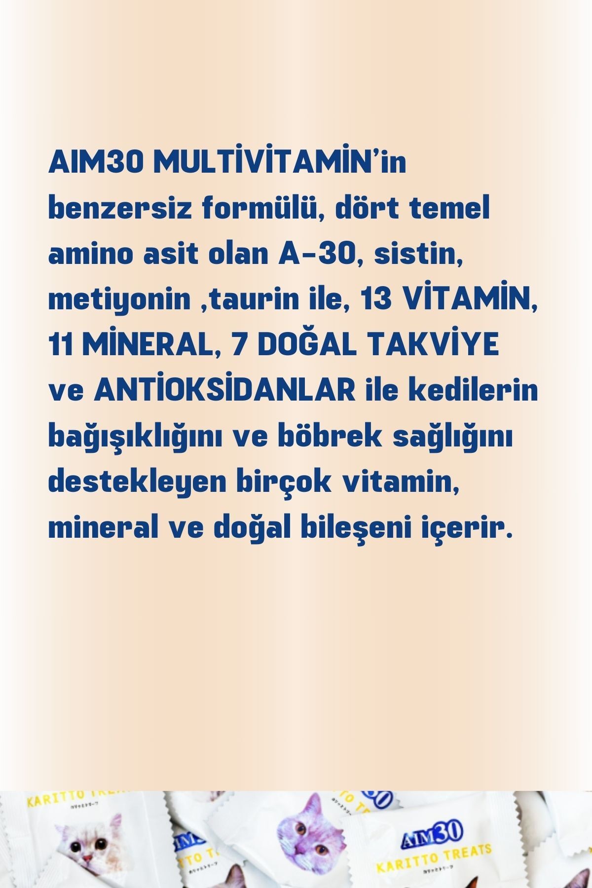 مکمل غذایی مولتی‌ویتامین و مواد معدنی گربه ای‌آی‌ام۳۰ AIM30 A30 با طعم مرغ