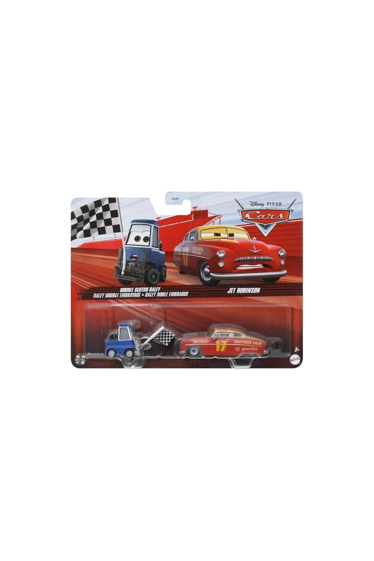 مدل خودرو DISNEY PIXAR CARS DOUBLE CLUTCH DALEY &amp; JET ROBINSON DXV99 HTX17 اورجینال DİSNEY