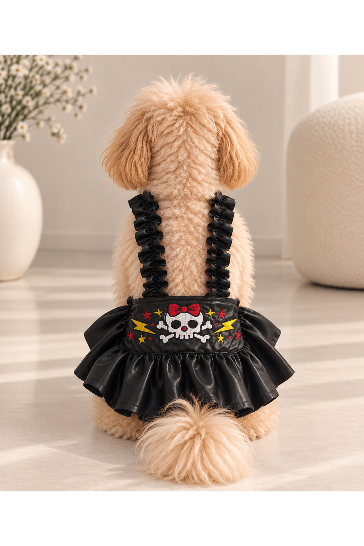 لباس پیش‌بندی چرمی سگ مشکی ولورا پت‌شاپ Velora Pet Shop مدل dri-123