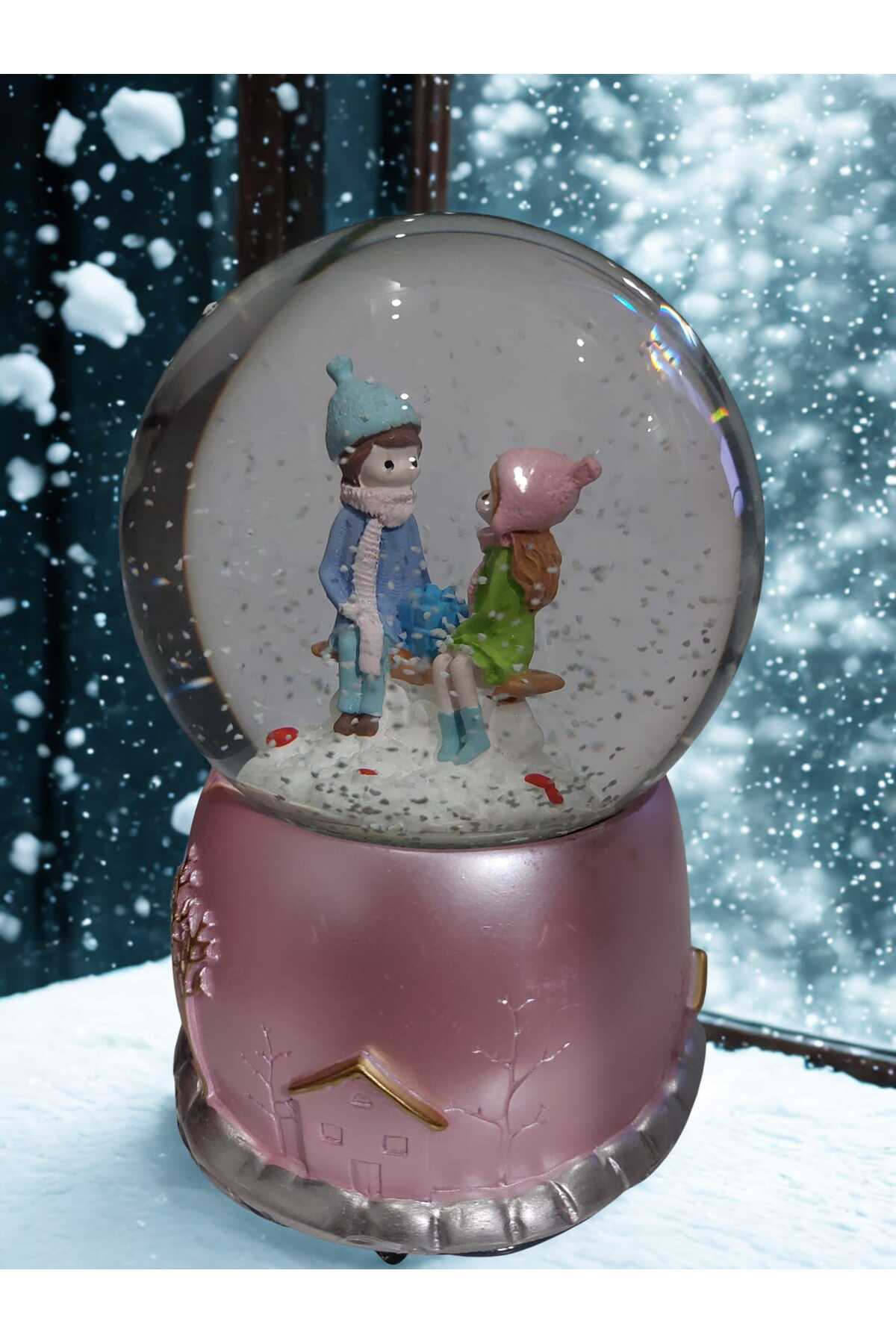 گوی برفی هدیه عاشقانه برای عاشق موزیکال SNOW GLOBE سایز بزرگ از ترکیه Marla