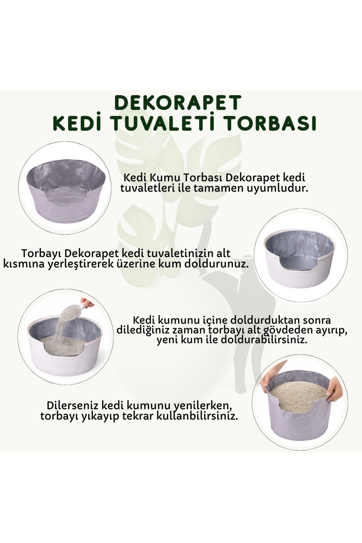 کیسه تزئینی توالت گربه دکوراپت Dekorapet مدل DKRTRB01، خاکستری