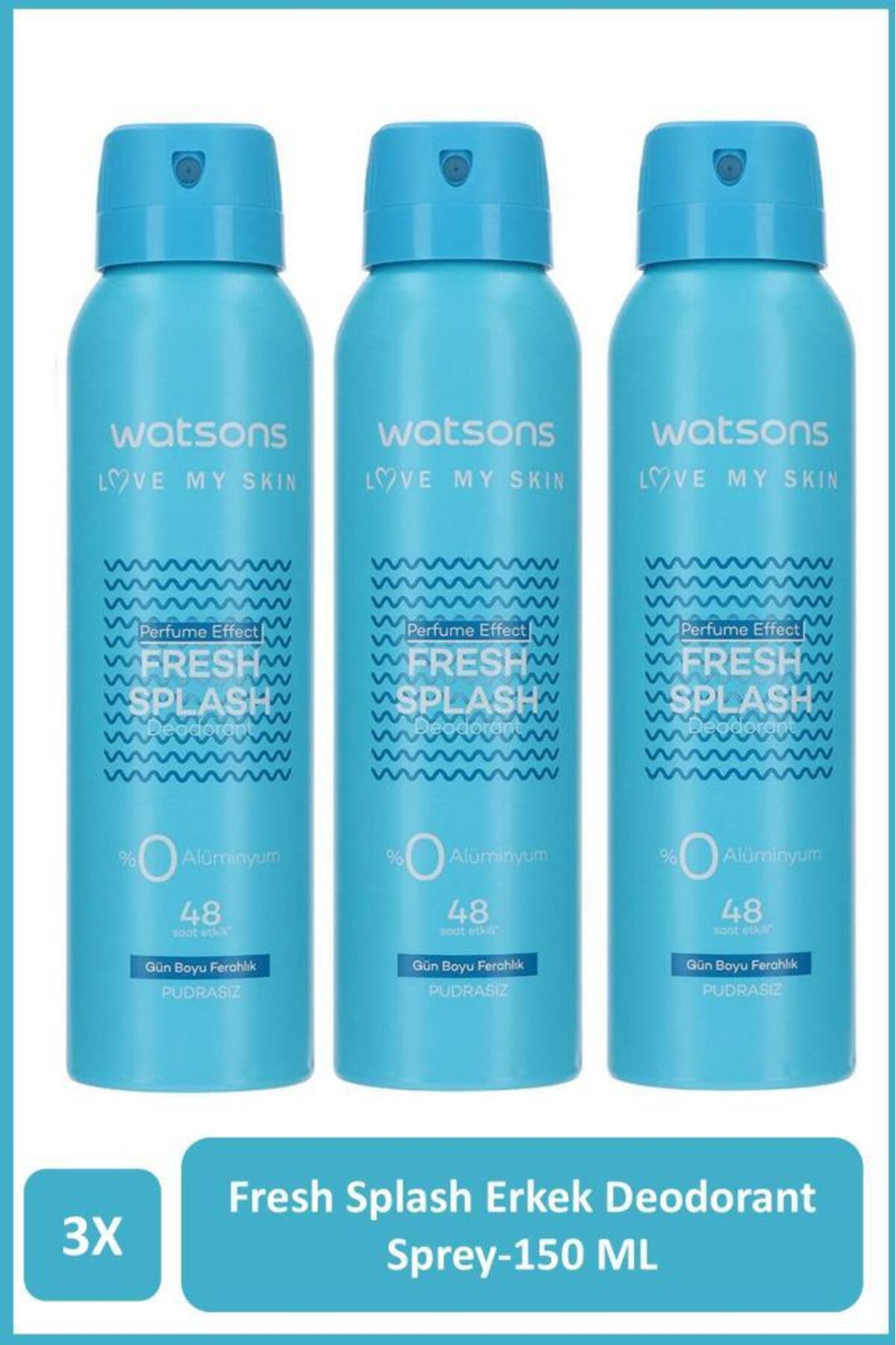 اسپری دئودورانت مردانه واتسونز Watsons Fresh Splash، ۳×۱۵۰ میلی‌لیتر، فاقد پودر