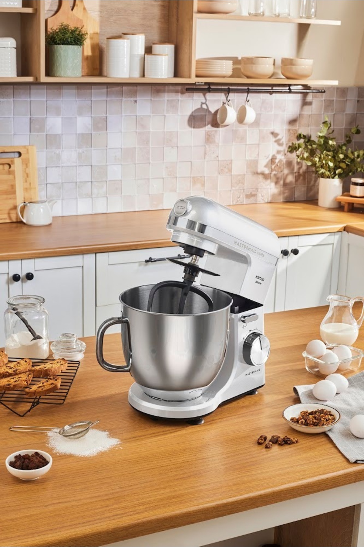 میکسر و ست دستگاه خمیر MASTERMAID CHEF ULTRA M2000W PEARL سفید 7L اورجینال Karaca