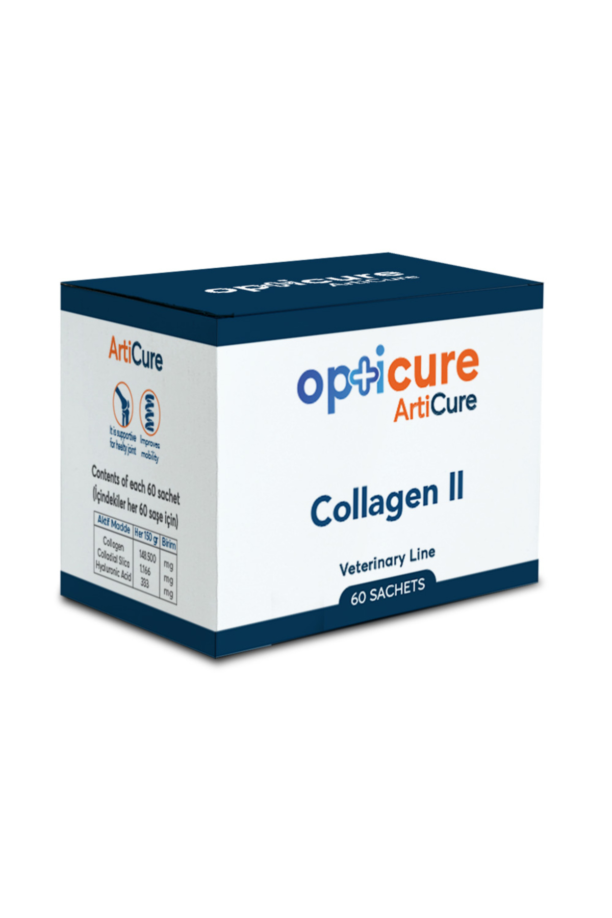 مکمل مفاصل، پوست و مو برای گربه و سگ اپتی‌کیور opticure ArtiCure Collagen II، ۶۰ ساشه
