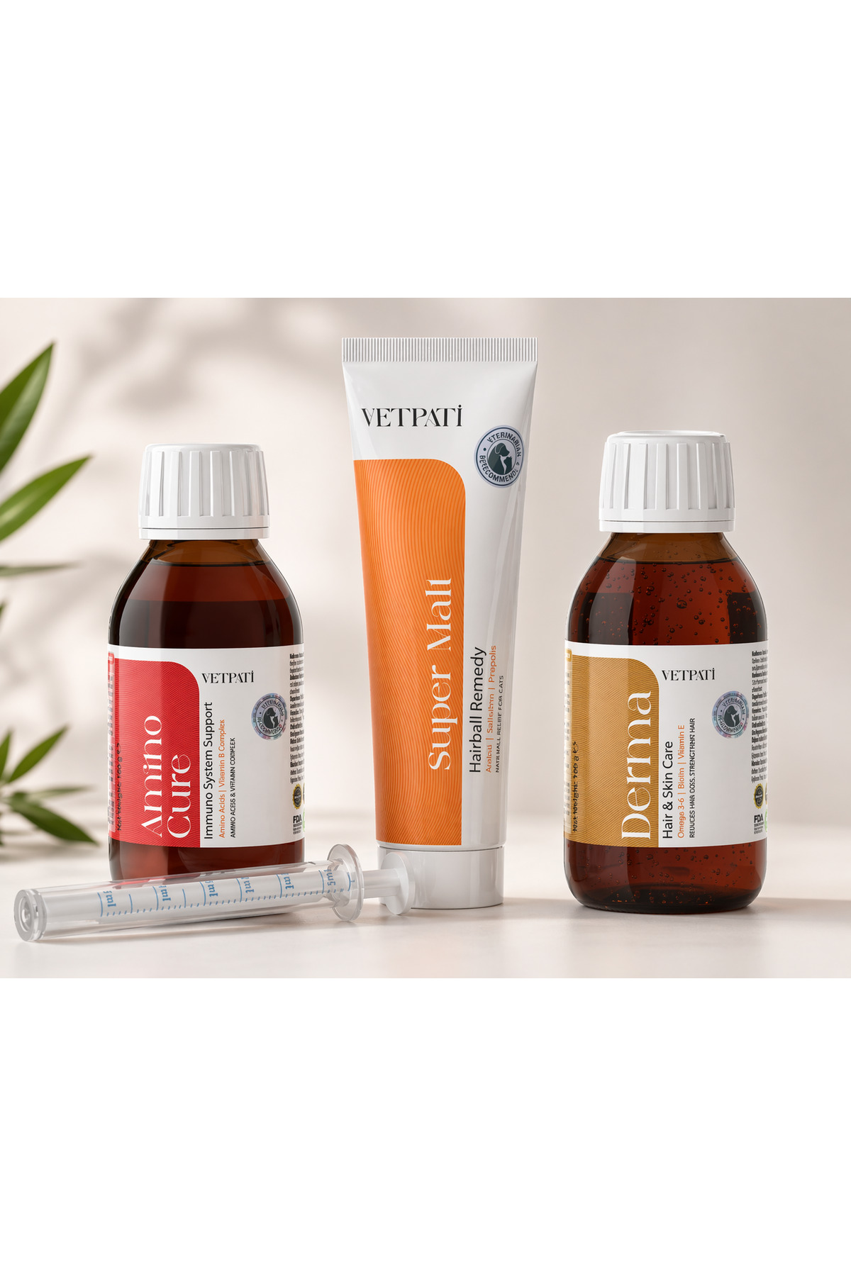 مجموعه مکمل حمایتی پوست و مو برای گربه و سگ وت‌پاتی Vetpati؛ Amino Cure، Derma و Super Malt