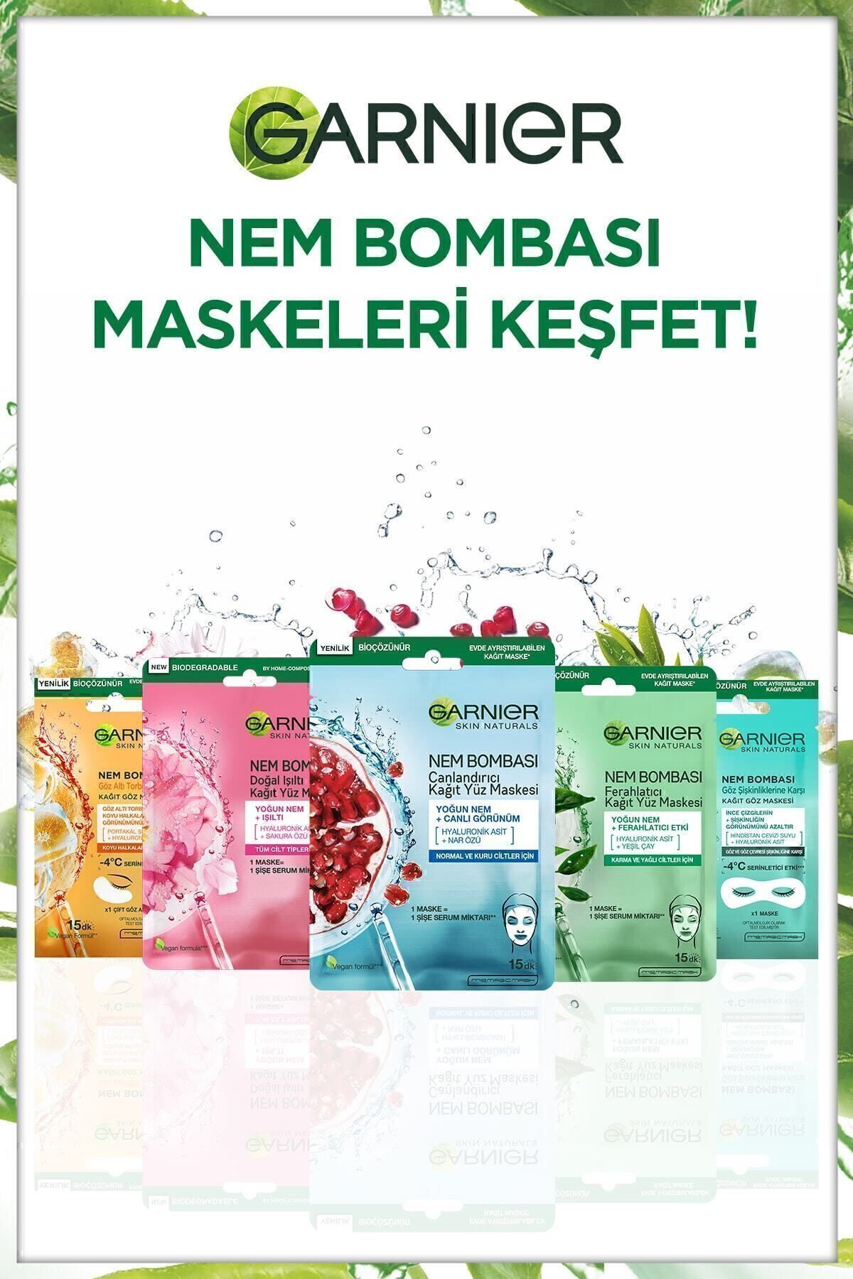Garnier ماسک کاغذی تازه‌کننده مرطوب‌کننده 28 گرم