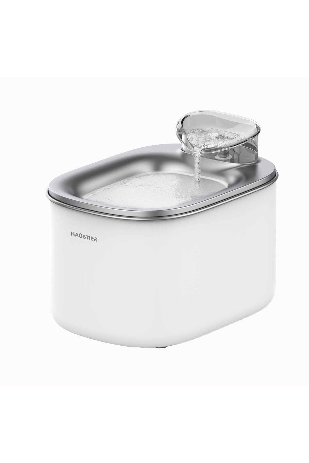 آبخوری فواره‌ای خودکار گربه هاوستیر Haustier مدل WF007L، مخزن ۳٫۵ لیتری و سینی فلزی unisex سفید