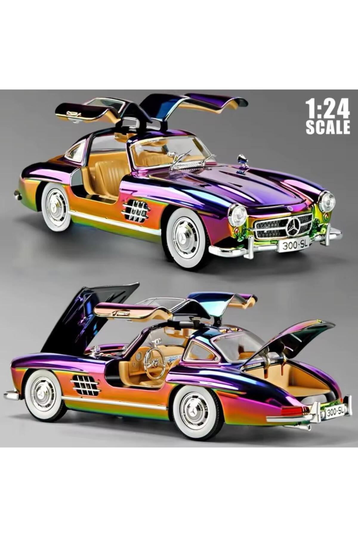 مدل خودرو MERCEDES BENZ 300 SL مشکی 1954 MODEL کلاسیک CAR 1 24 SCALE 300SL GREY GLOSSY اورجینال scntoys