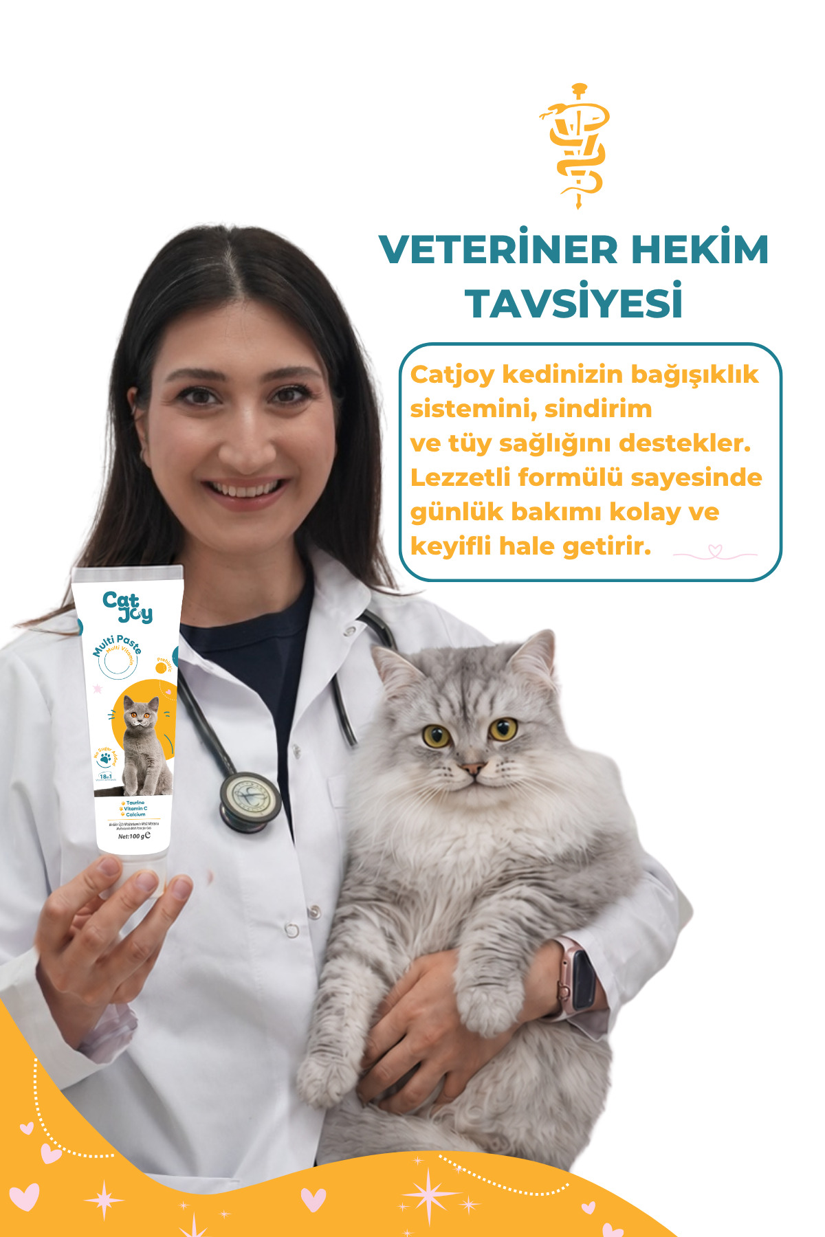 بسته دوتایی مکمل گربه کت‌جوی CATJOY، خمیر مالت مولتی‌ویتامین ۱۰۰ گرم و قطره موی گربه B Plus، ۵۰ میلی‌لیتر