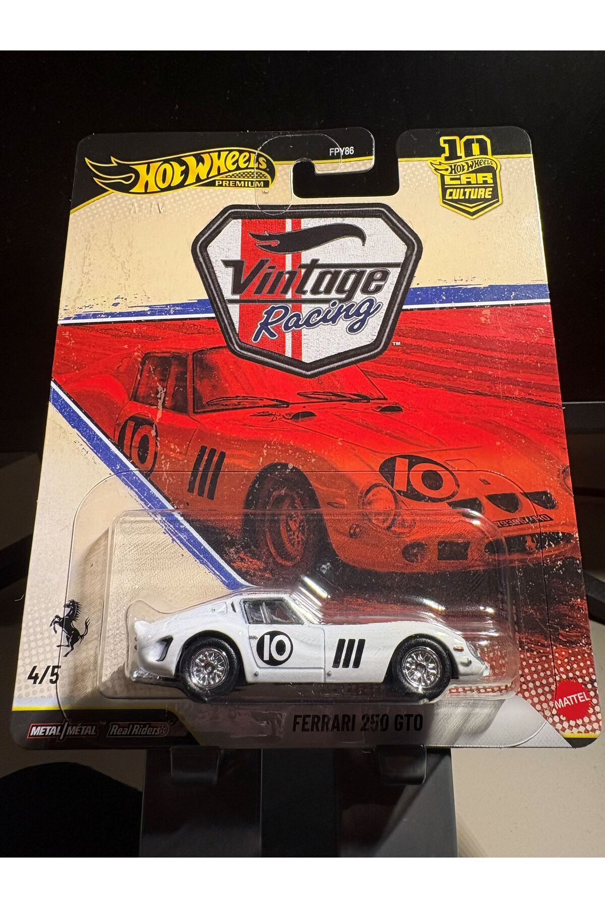 ماشین اسباب‌بازی هات ویلز HOT WHEELS Premium Ferrari 250 GTO Vintage Racing، کد HWVRF250