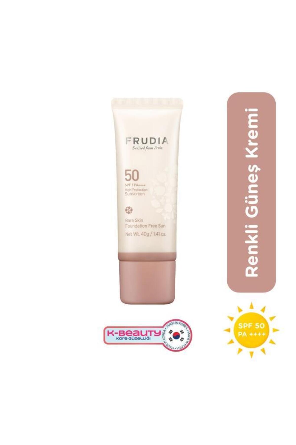 کرم ضدآفتاب رنگی صورت فرودیا FRUDIA Bare Skin با جلوه کرم‌پودر، SPF 50+، PA++++، ۴۰ گرم