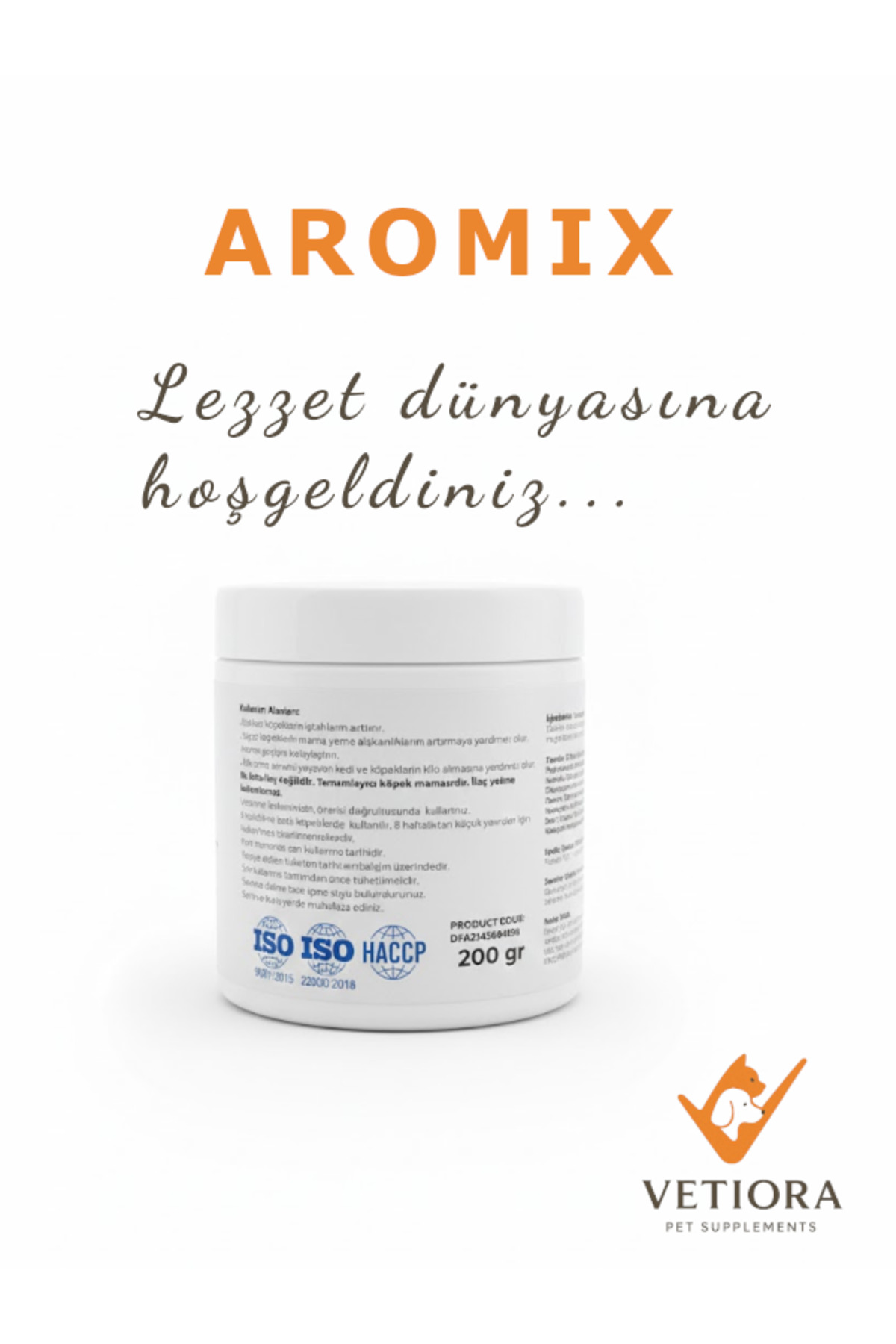پودر طعم‌دهنده غذای سگ‌های کم‌اشتها وتیورا VETIORA Aromixfordogs، ۲۰۰ گرم