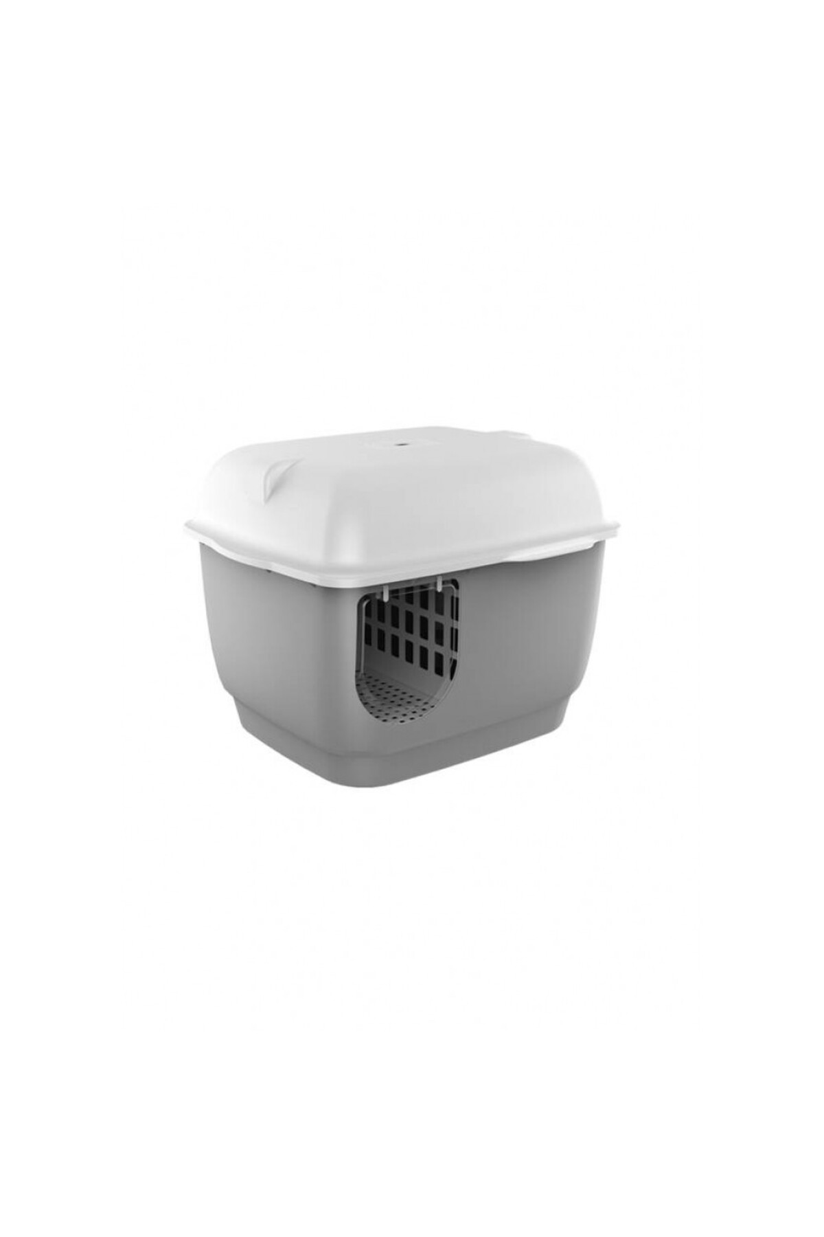 توالت سرپوشیده بزرگ گربه پتس هوم PETS HOME مدل MSP-102 با راهروی تمیزکننده پنجه، خاکستری