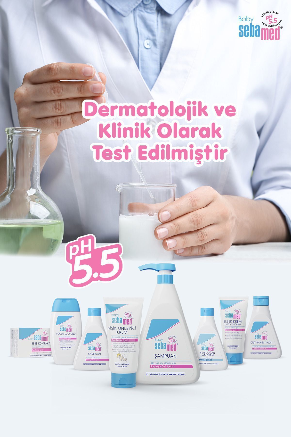 ست مراقبت کودک مجموعه حمام فیبر پنبه صورتی Sebamed