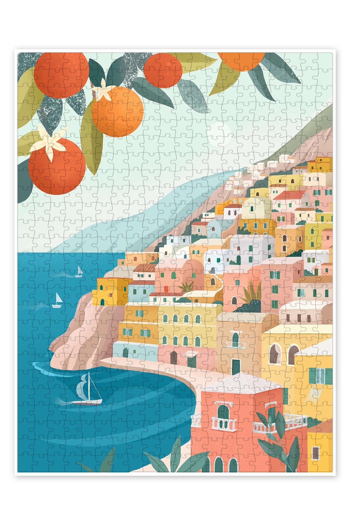 پازل POSITANO BEACH ایتالیا 500 قطعه اره منبت کاری مویی منظره شهر سرگرمی مضمون از ترکیه Jeronkarji