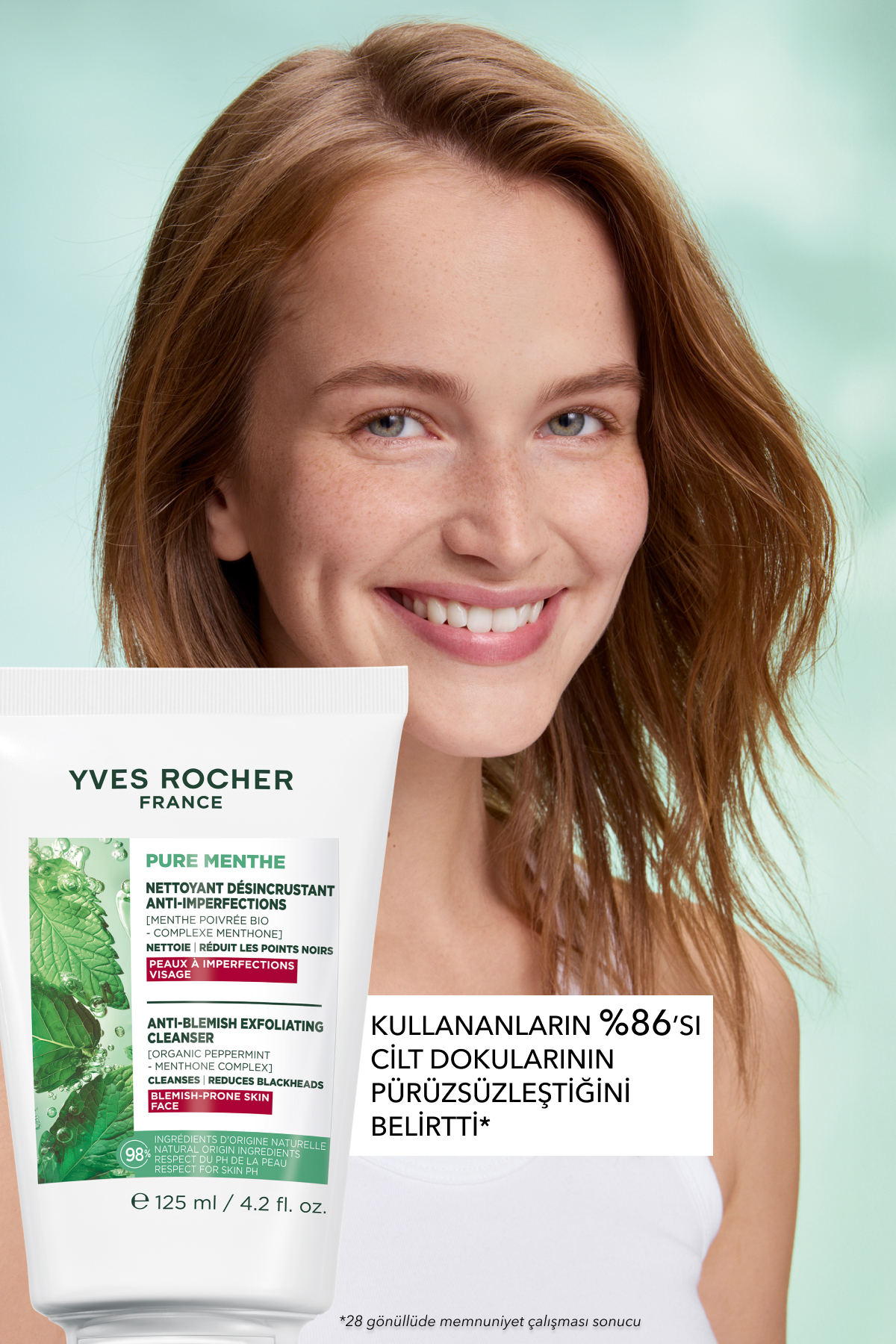 ژل شستشوی صورت موثر پربیوتیک پیلینگ Pure Menthe برای پوست های مستعد آکنه 125 میل ایوروشه Yves Rocher