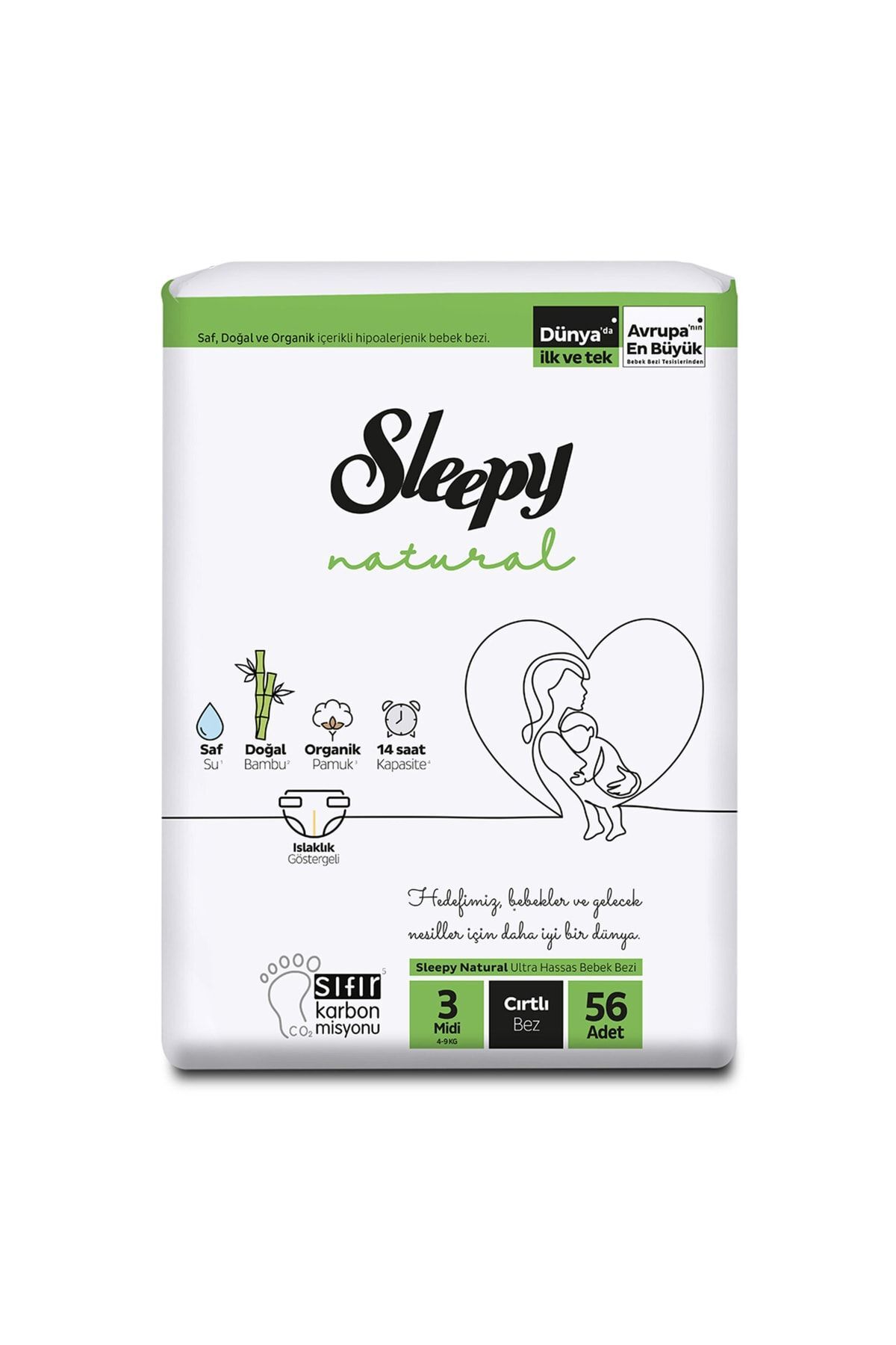 پوشک بچه جامبو نچرال 3 نو میدی 4 9 کیلویی 56 عدد اورجینال Sleepy