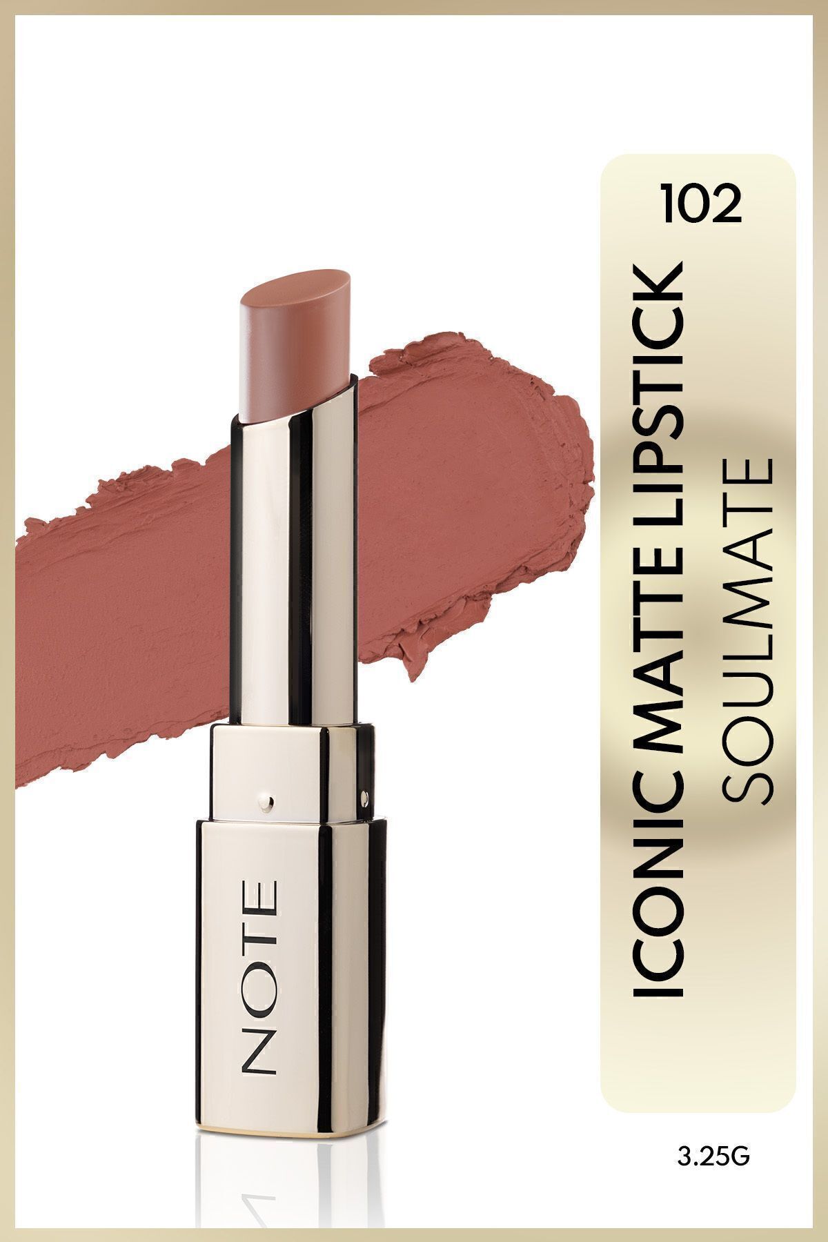 رژ لب مات و ماندگار 102 Soulmate رنگ قهوه‌ای نوت کازمتیکس Note Cosmetics