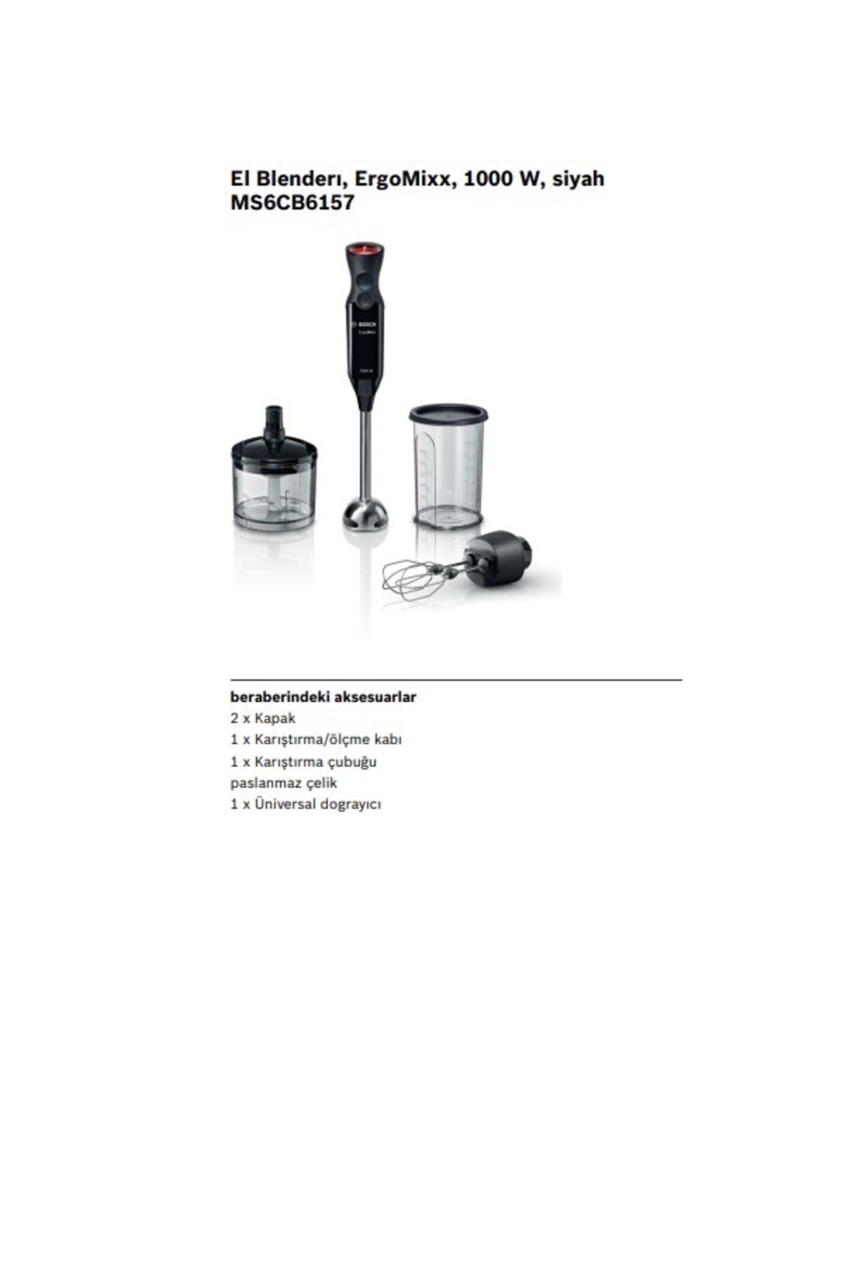 ست مخلوط کن دستی MS6CB6157 ERGOMIXX 1000 W مشکی آنتراسیت اورجینال Bosch