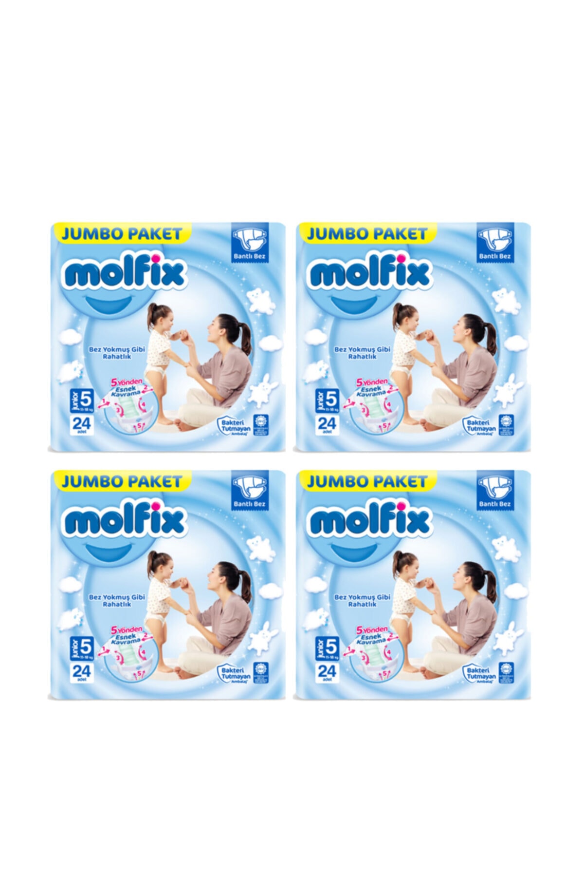 پوشک بچه جامبو بسته سایز 5 11 18 کیلوگرمی 24 عدد X 4 اورجینال Molfix