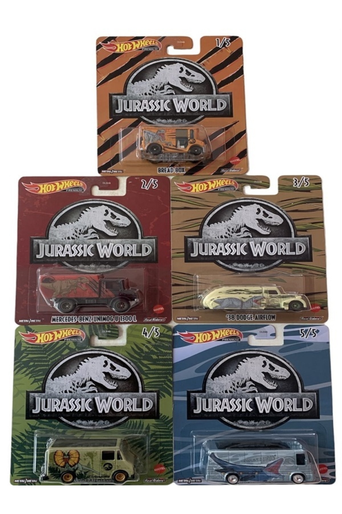 ماشین اسباب بازی JURASSIC WORLD 5 SET هات ویلز اورجینال HOT WHEELS