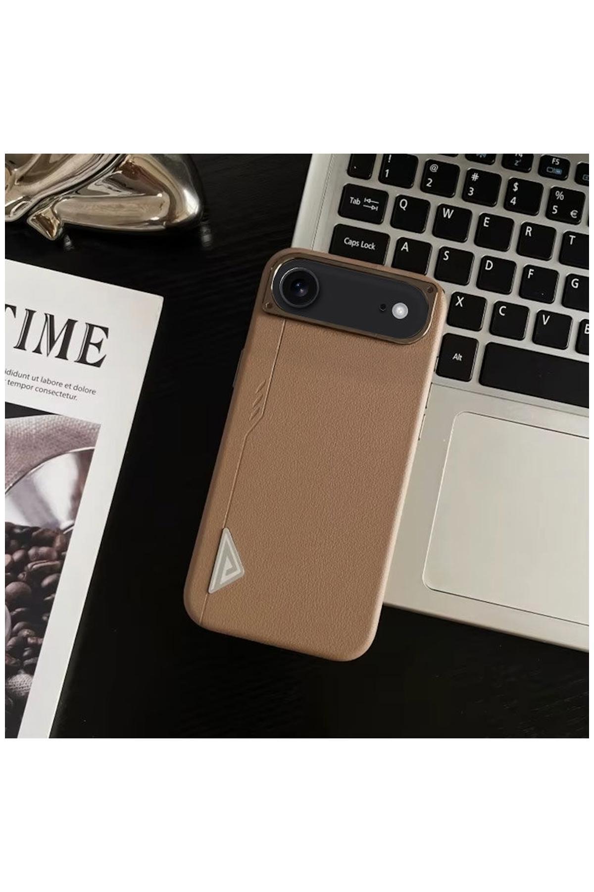 کاور و قاب APPLE IPHONE 17 AIR COMPATIBLE CASE ARVENTO ELITE چرمی شارژ بی سیم DESERT TITANIUM اورجینال Zebana