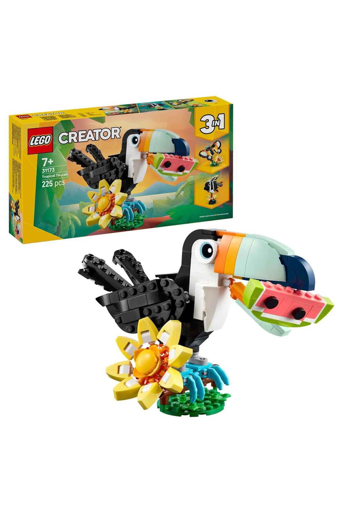لگو و اسباب بازی های ساخت محور CREATOR 3 IN 1 WILD ANIMALS: TROPICAL TOUCAN BIRD 31173 کودکان 7 سال به بالا اورجینال LEGO