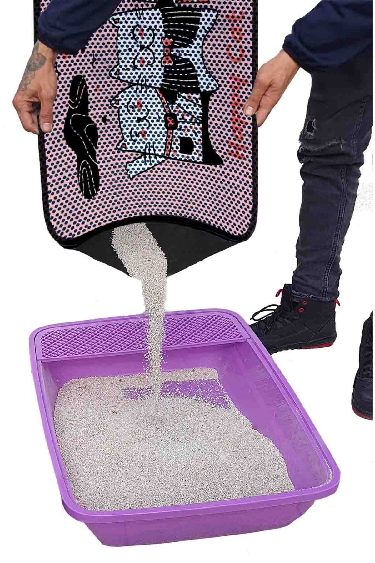 پاد جمع‌آوری خاک گربه اریاتکس eryatex، طرح‌دار صورتی، XXL، مدل 60x120-1