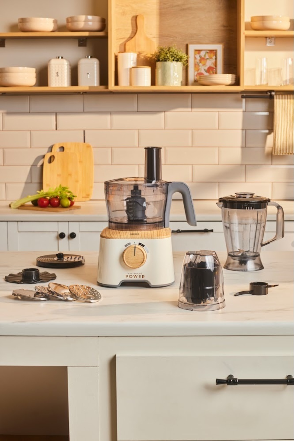 ست مخلوط کن MASTERMAID POWER 10 IN 1 FOOD PROCESSOR WOOD CRAFT 2000 W اورجینال Karaca