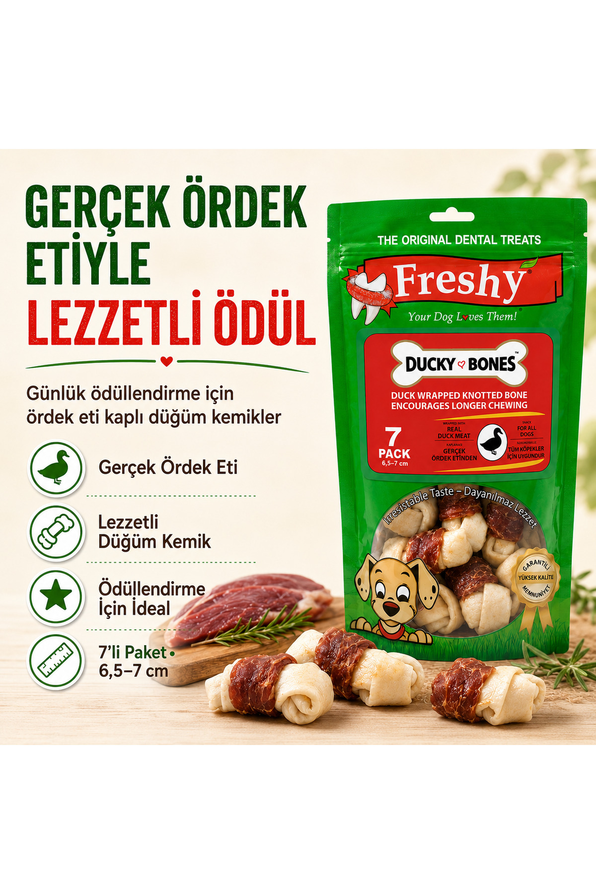 تشویقی استخوانی سگ فرشی Freshy Ducky Bones، ۱۰۰ گرم، ۷ عددی