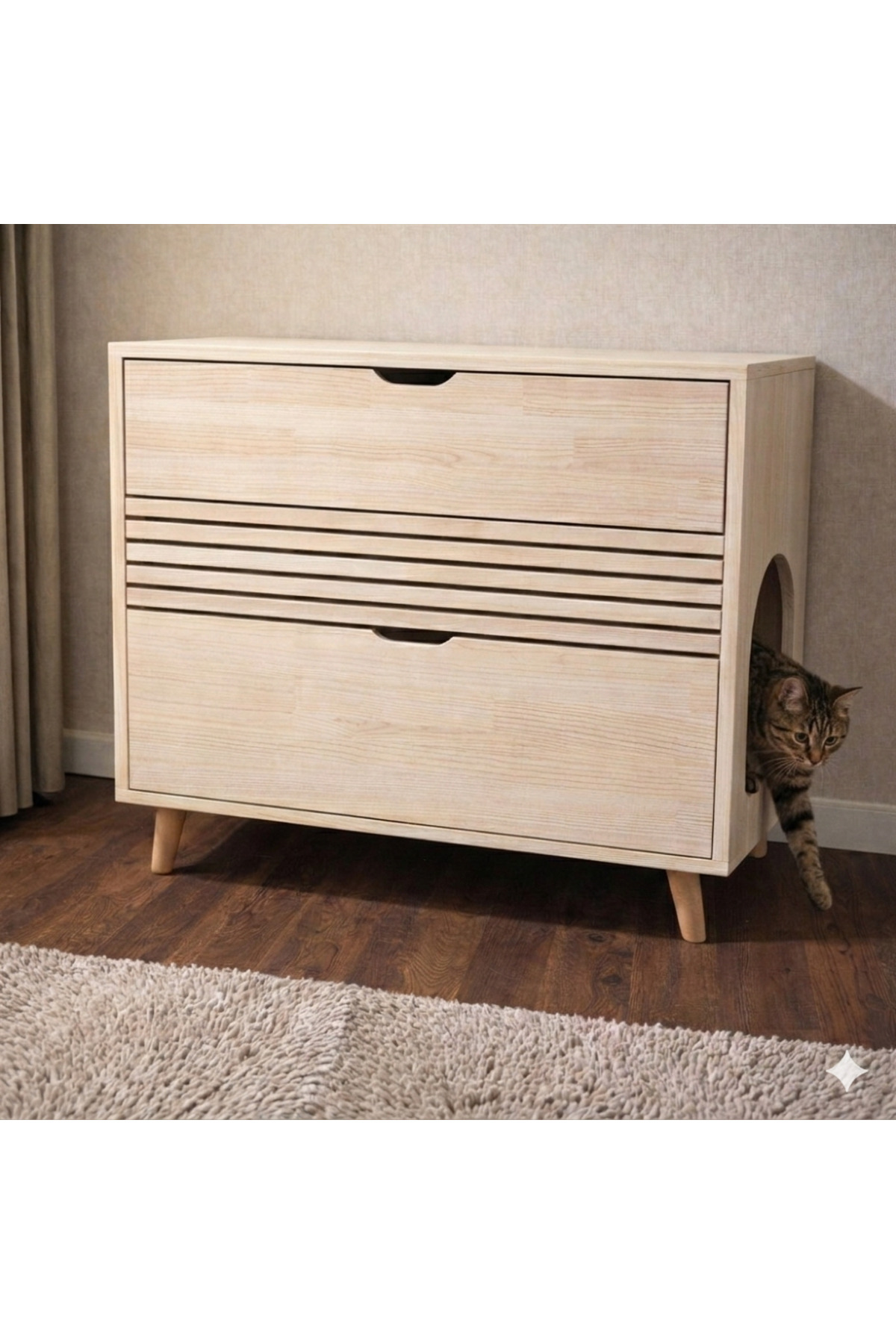 توالت گربه چوبی آهشاپ‌سیتی AHŞAPCİTY، مدل ahşapcity340 بژ