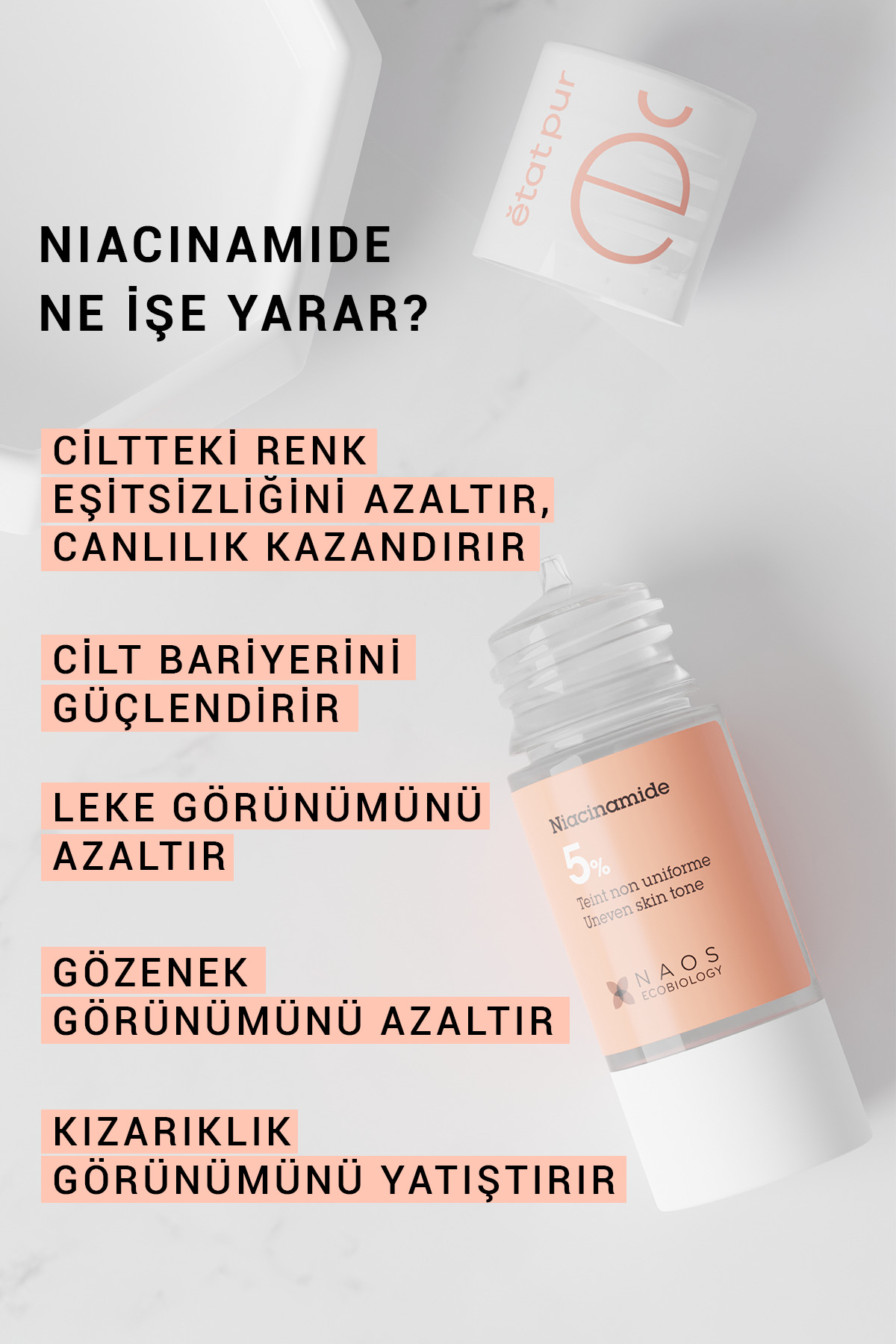 Etat Pur ضد اثر نور پاک کننده سرم مراقبتی با غلظت 5٪ نیاسینامید Pure Active
