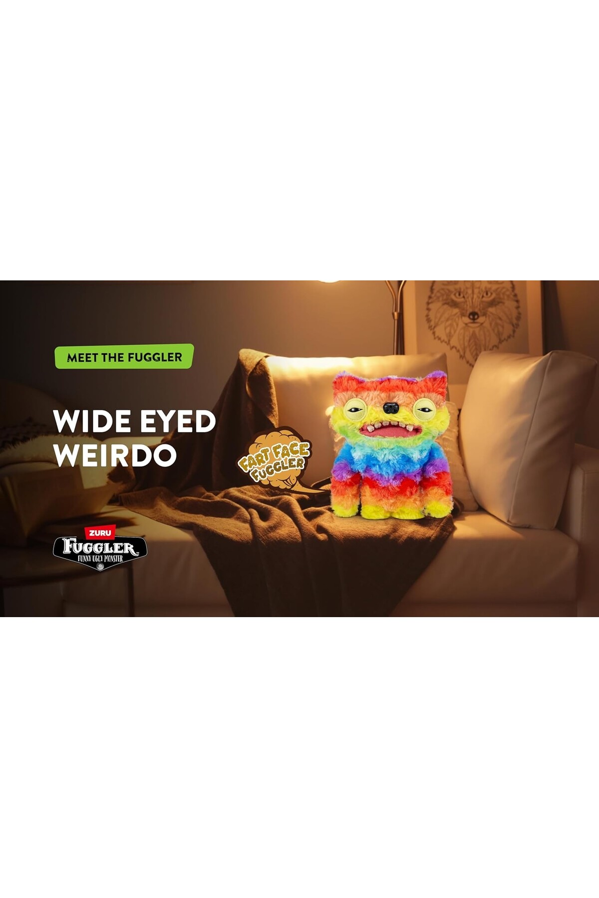 اسباب بازی های پشمی FARTING FUGGLER FACE WITH SOUND MOTION SENSOR FUNNY UGLY PUSH TOY WIDE EYED WEIRDO 22C TOYFEST