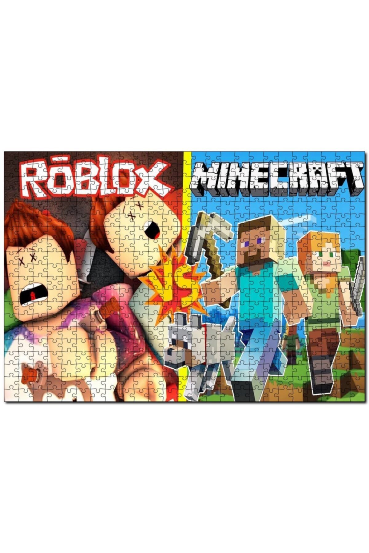 پازل ROBLOX AND MINECRAFT CARTOON VISUAL 500 PIECE PUZZLE اره منبت کاری مویی ام دی اف چوبی Cakapuzzle