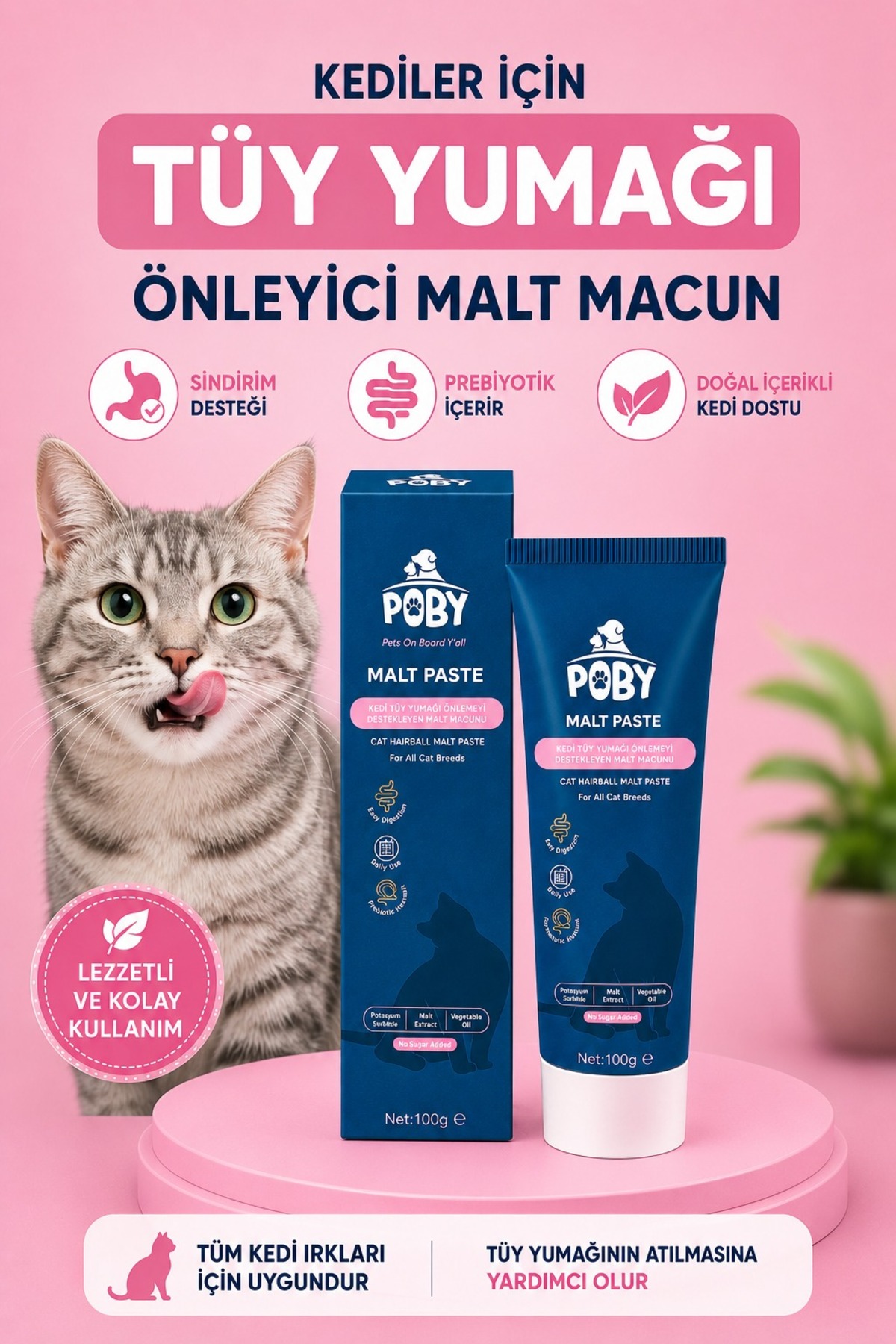 بسته مکمل گربه پوبی پت کلاب Poby Pet Club؛ روغن ماهی، قرص، مولتی‌ویتامین و خمیر