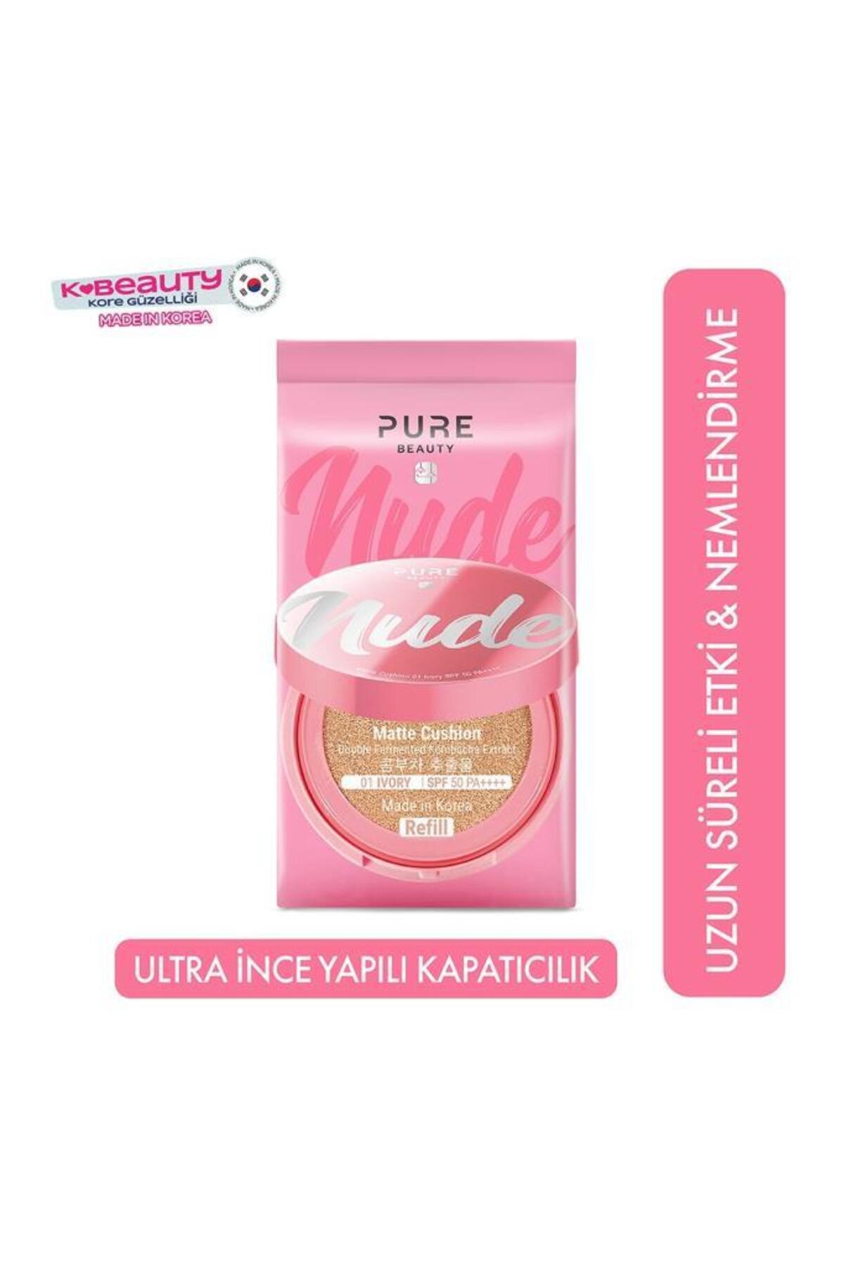 کرم‌پودر کوشنی جایگزین پیور بیوتی PURE BEAUTY آیوری ۱۲ گرم عاجی