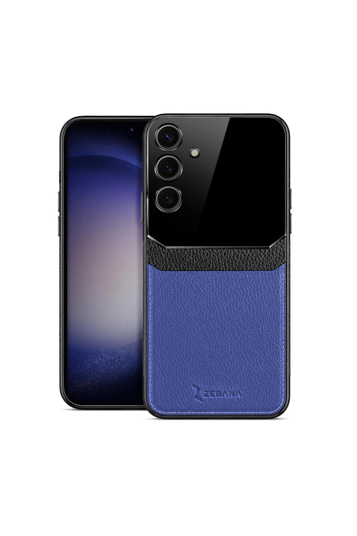 کاور و قاب چرمی لنز ZEBANA SAMSUNG GALAXY S25 PLUS COMPATIBLE CASE آبی سرمه ای اورجینال Zebana