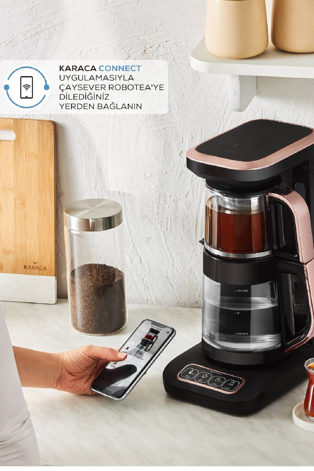چای ساز TEA LOVER ROBOTEA PRO CONNECT 4 IN 1 TALKING GLASS MACHINE ROSEGOLD اورجینال Karaca