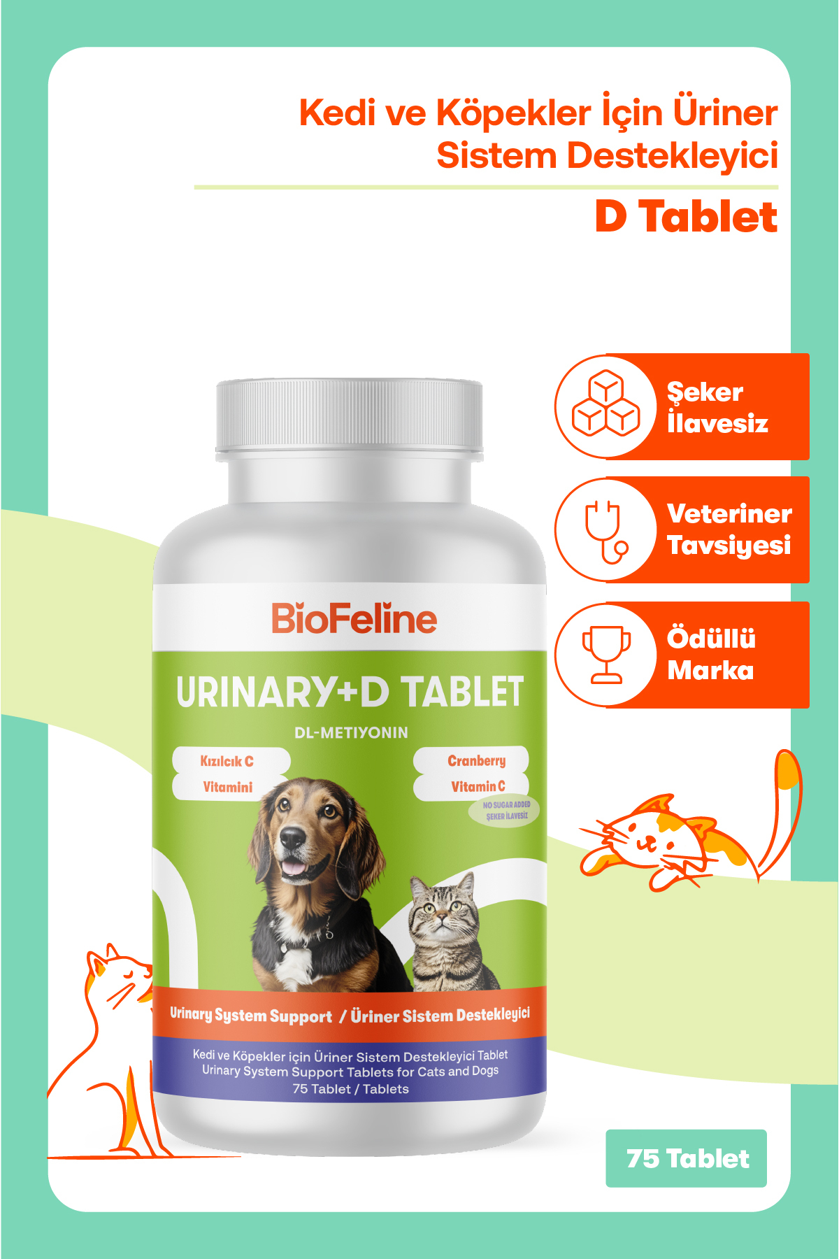 مجموعه قرص گربه و سگ بایوفلین BioFeline؛ گلوکزامین، ادراری، Immune C و MSM