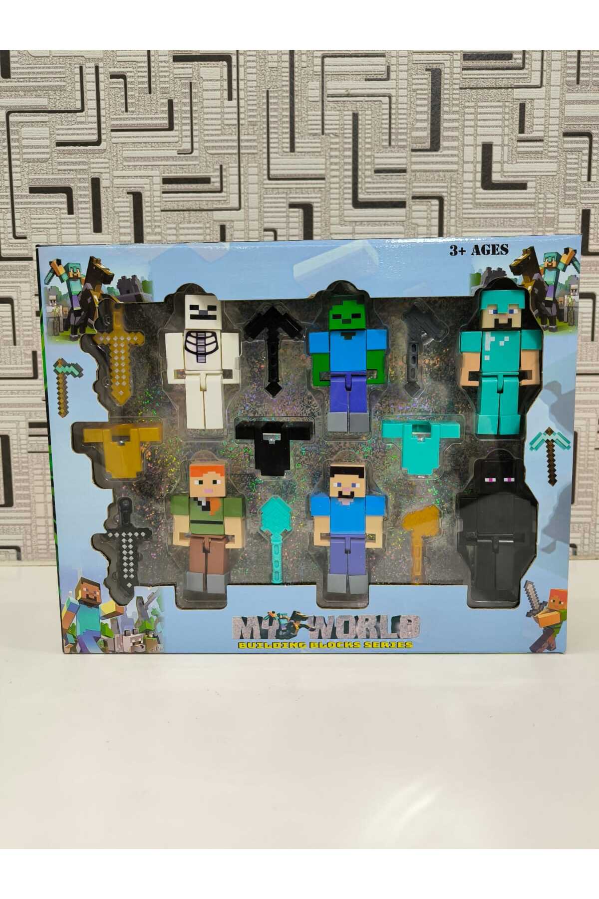 اسباب بازی های فیگور شخصیت MINECRAFT MY WORLD مجموعه بلوک ساختمانی سری با لوازم جانبی Evmak
