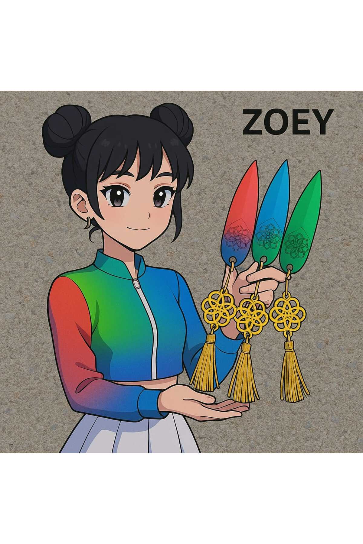 فیگور شکل KPOP DEMON HUNTERS ZOEY'S KNIFE و NORIGAE KNOT قطعه 3 از ترکیه ATOLYETASBAHCE