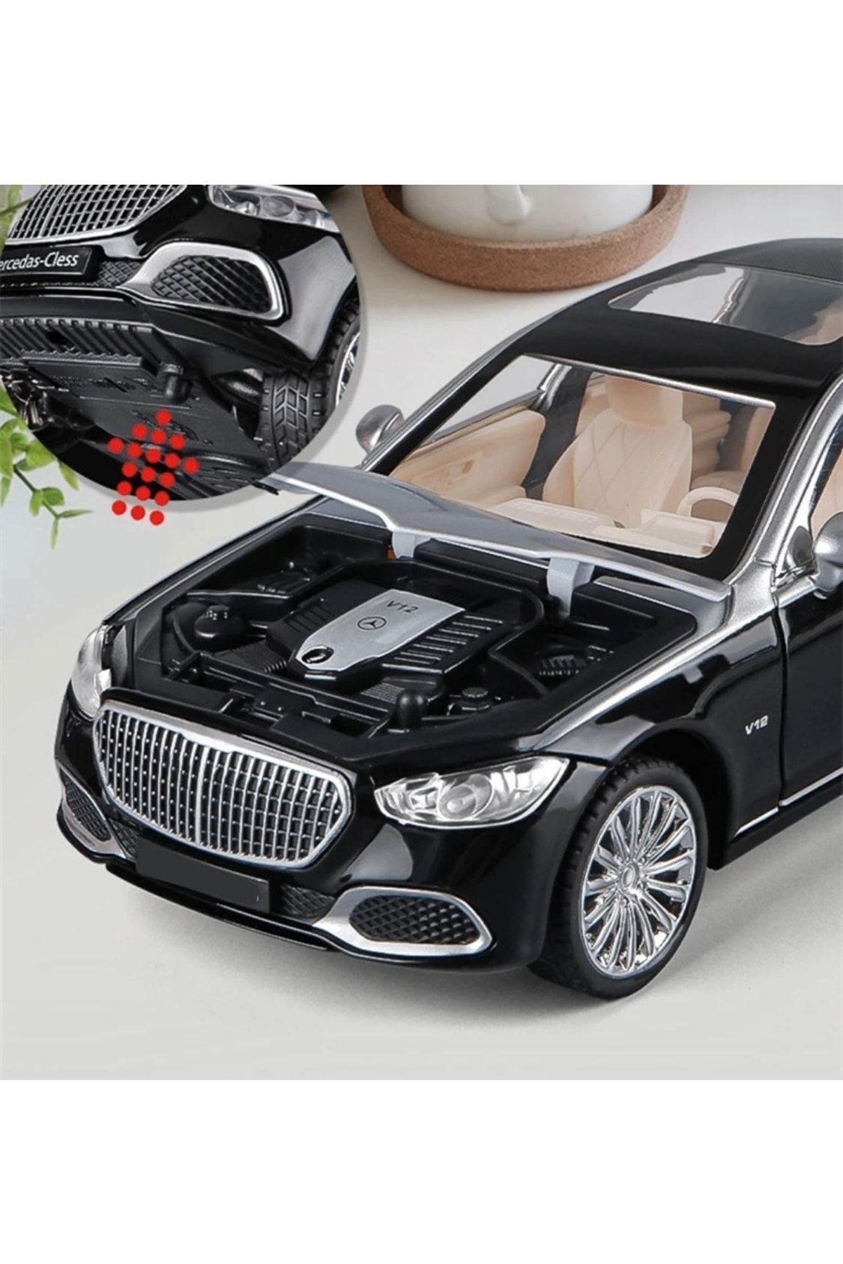 ماشین اسباب بازی بنز S680 مایباخ 1 24 خودروی فلزی ریخته گری با درب های سبک صدای کاپوت باز می شود Mercedes