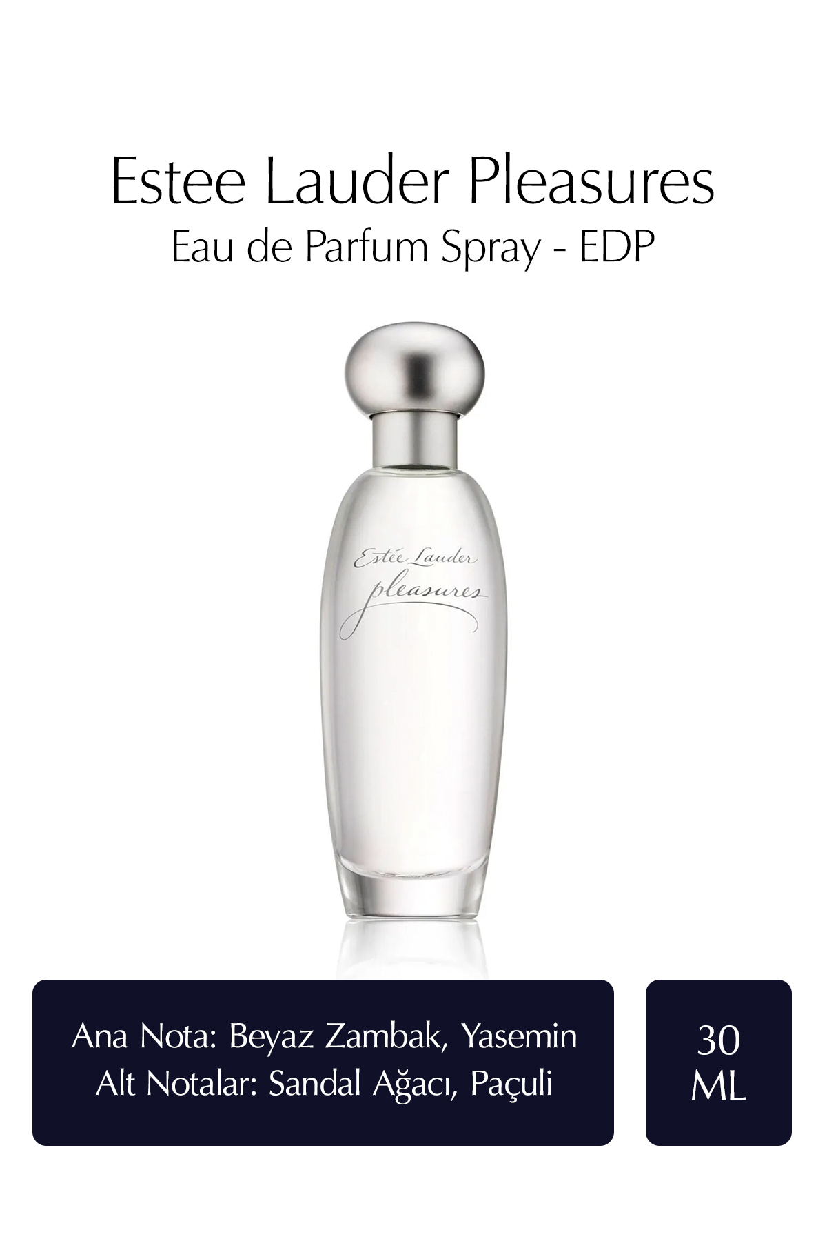 Estee Lauder عطر زنانه Pleasures ادوپرفیوم 30 میلی لیتر (زنبق، گل صد تومانی، یاس)