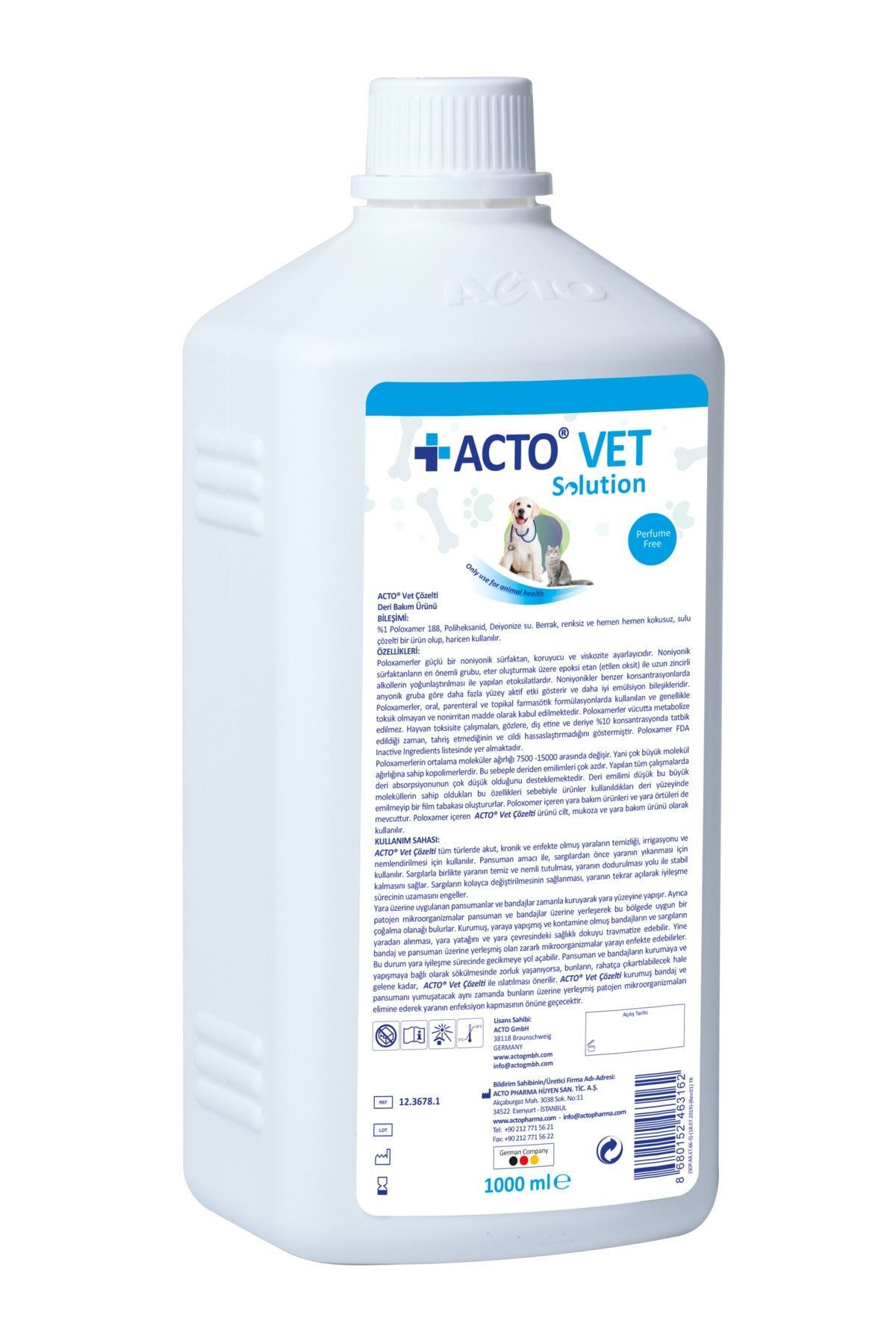 محلول بهبود زخم حیوانات خانگی اکتو Acto Vet Solution، ۱ لیتر