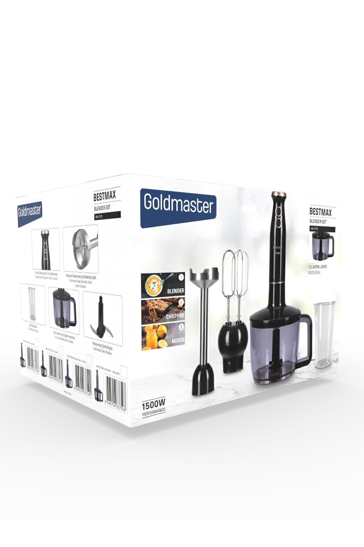 ست مخلوط کن BESTMAX طلای سیاه محفظه بزرگ 1500W فولاد ضد زنگ 3 در 1 اورجینال GoldMaster