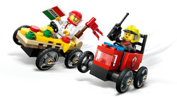 مجموعه ساختنی مسابقه ماشین پیتزا و کامیون آتش‌نشانی لگو LEGO سیتی City مدل 60458، ۷۰ قطعه، حداقل ۵ سال