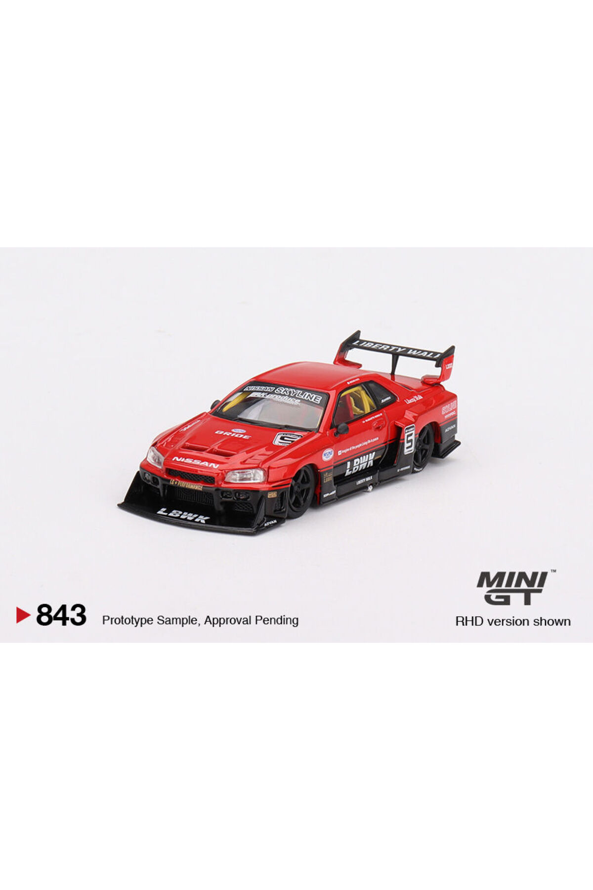 مدل خودرو نیسان LB ER34 SUPER SILHOUETTE SKYLINE قرمز مشکی 843 اورجینال mini gt