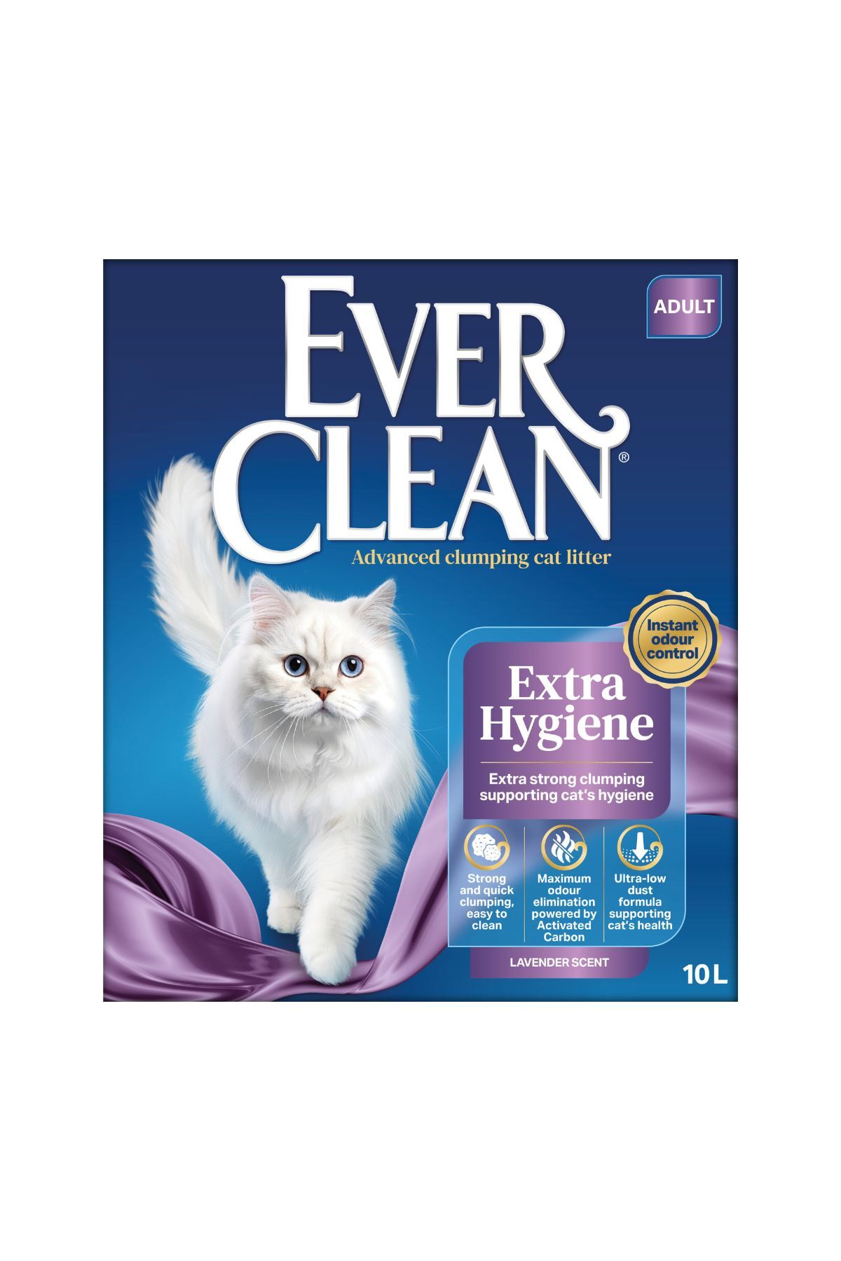 خاک گربه گلوله‌شونده ریزدانه با رایحه اسطوخودوس، سری Lavender، اورکلین Ever Clean، ۱۰ لیتر