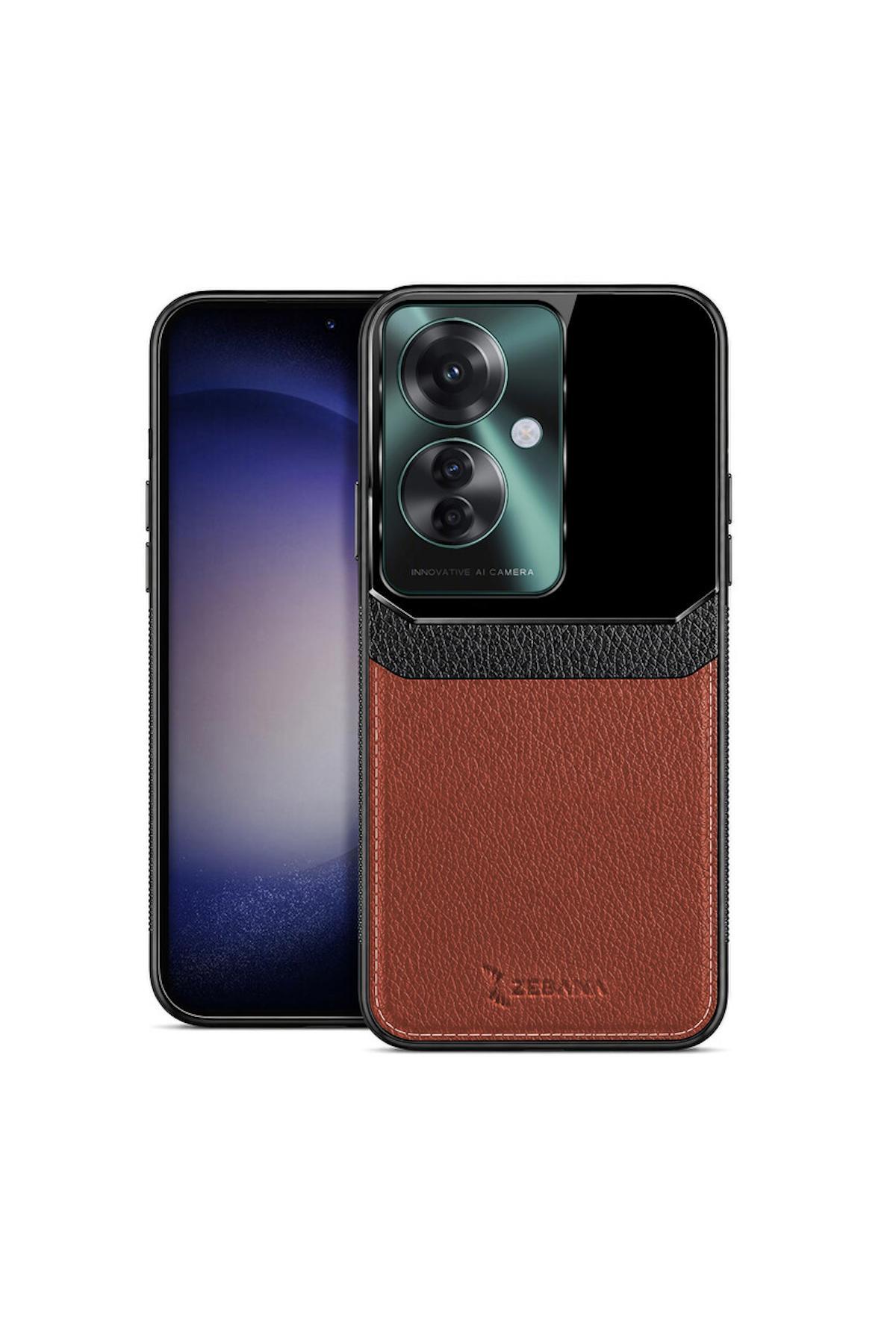 کاور و قاب چرمی لنز سازگار OPPO RENO11 F 5G قهوه ای اورجینال Zebana