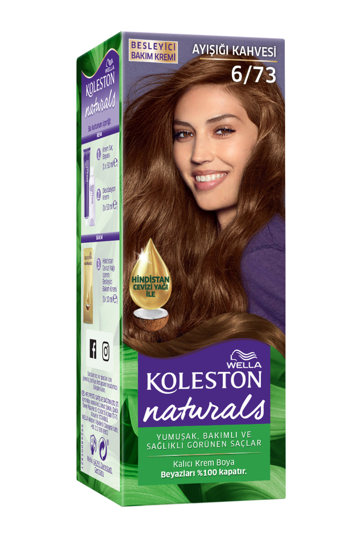 رنگ موی طبیعی Koleston 6/73 رنگ قهوه‌ای روشن با تن آفتابی برای خانم‌ها ولا Wella